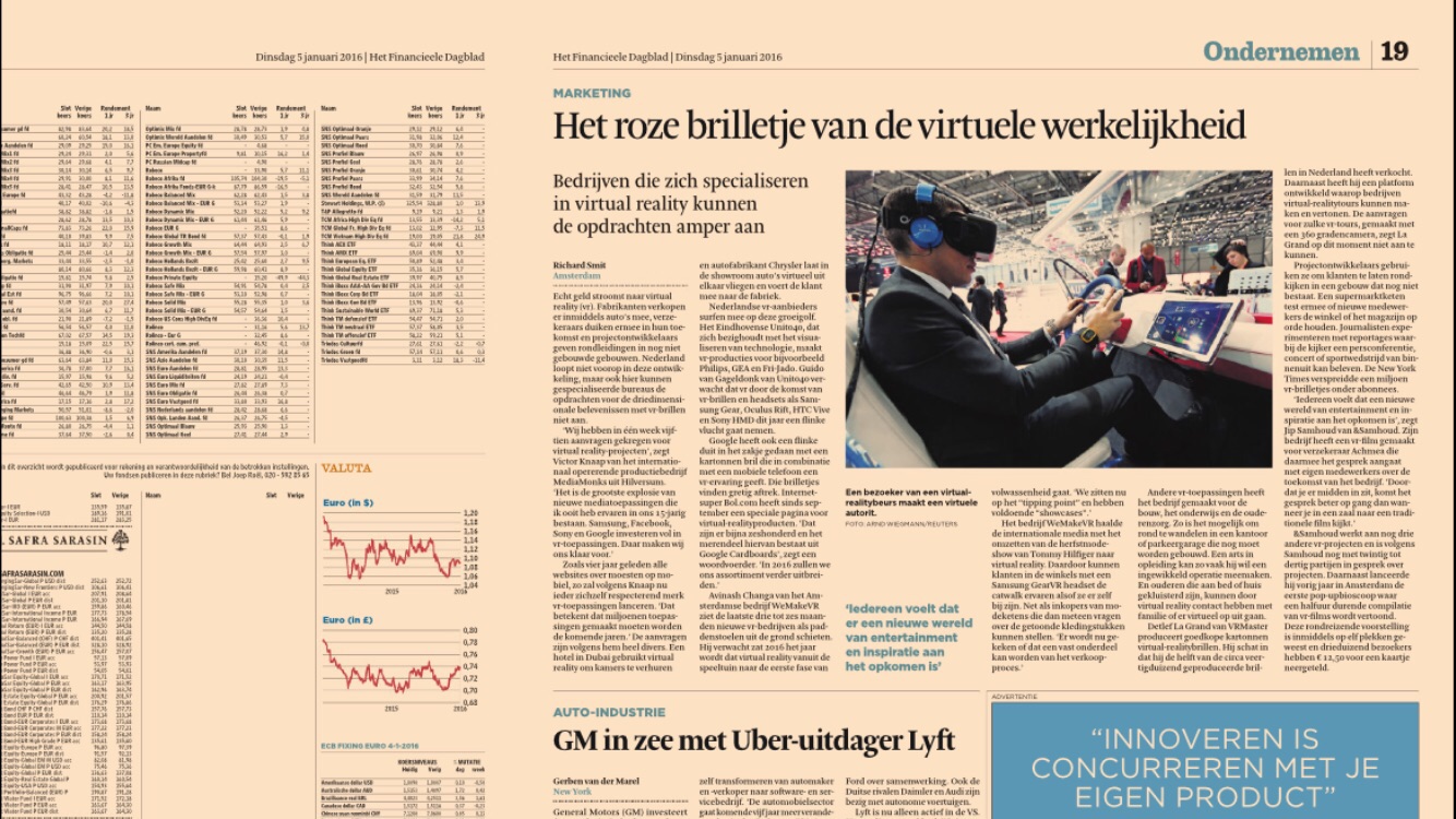 Artikel in FD over virtual reality met bijdrage VRmaster